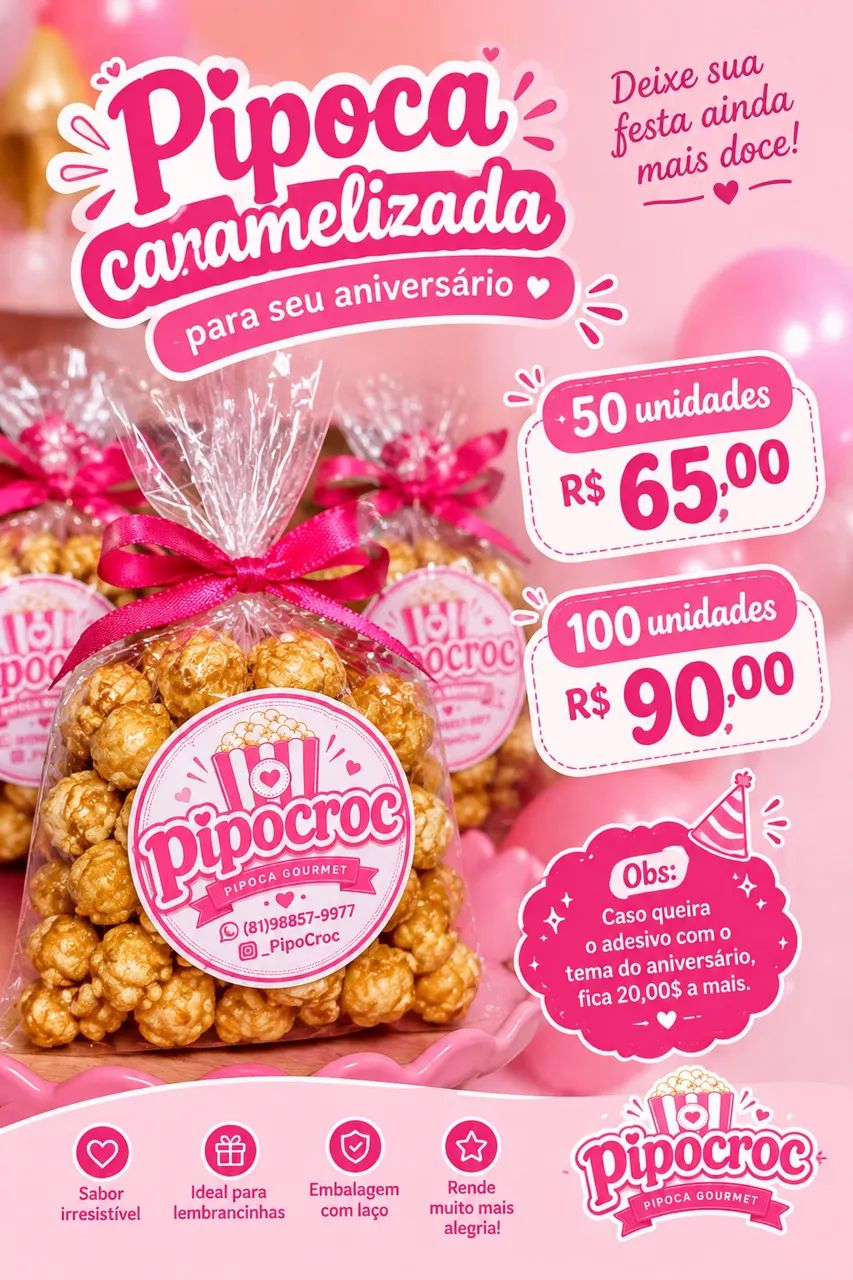 Pipoca caramelizada 