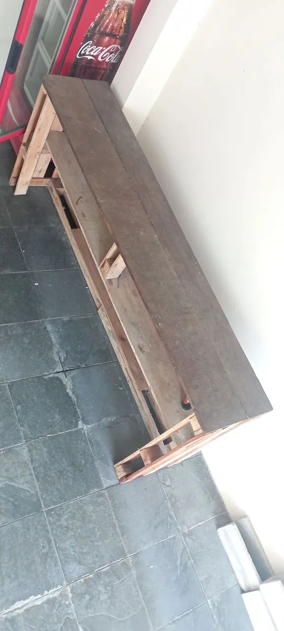 **PraSair** Balcão Rustico de madeira (pallet) 3m x 50cm -  (bar, adega, mercearia, etc)