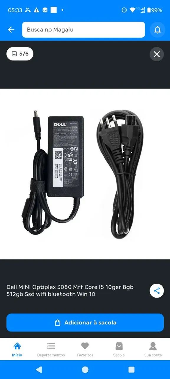 Dell optiplex 3080 I 5 10 geração.