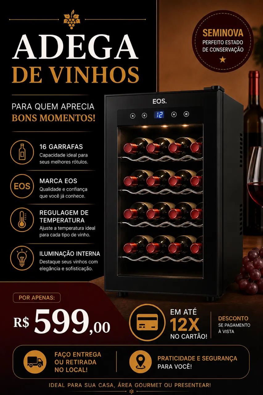 Adega Climatizada 16 Garrafas EOS Eletrônica Bivolt