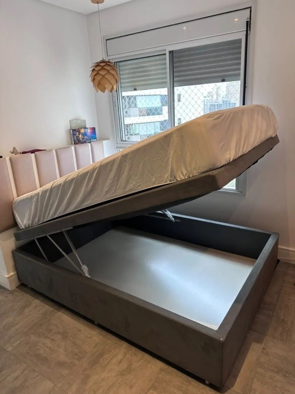 Cama box baú casal cinza com colchão - Foto 2