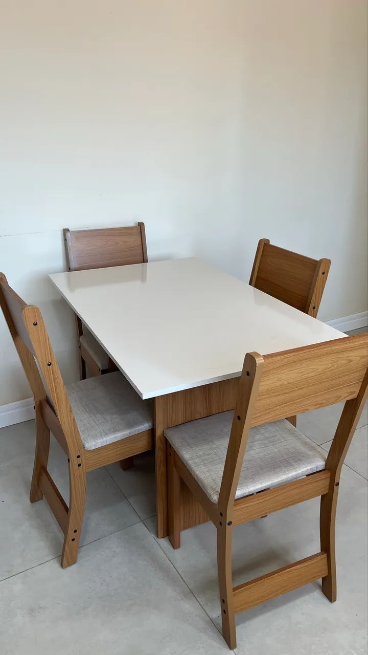 Conjunto Sala de Jantar 1 Mesa Tampo MDF Retangular 4 Cadeiras - Foto 3