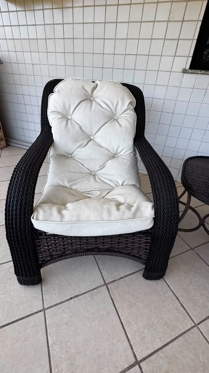 Conjunto de poltronas de vime para varanda - Foto 4