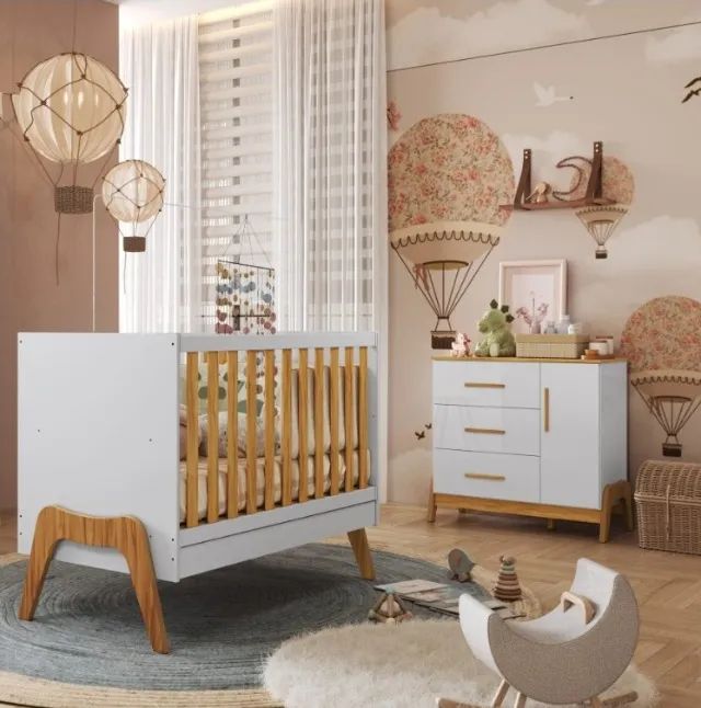 Comoda Guti e Berço Cama Americano Guti 100% MDF 