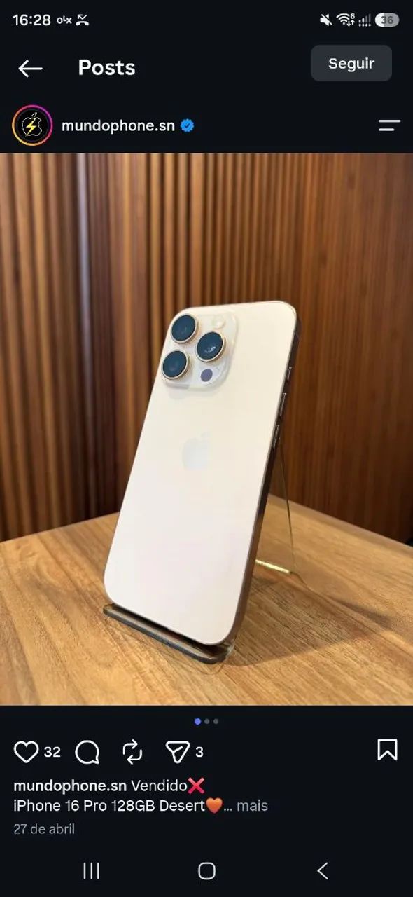 iPhone 16 Pro Max 256 GB ( SEMI-NOVO )