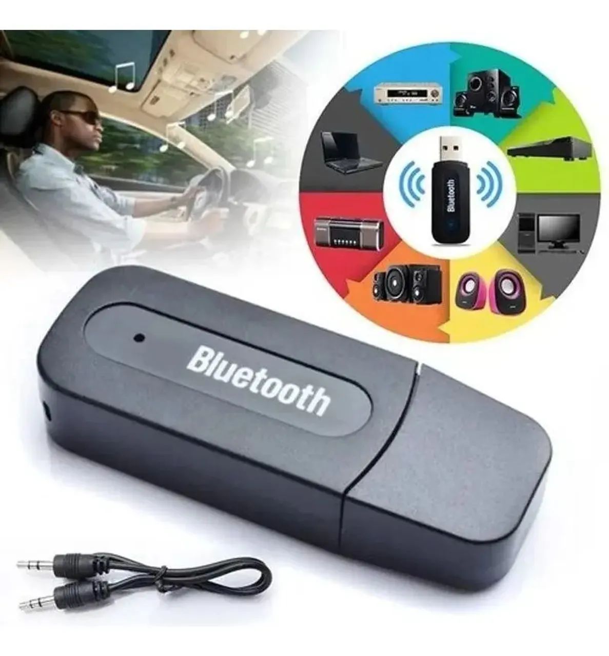Adaptador Receptor Bluetooth Usb E P2 Auxiliar P/ Carro Som - Foto 2