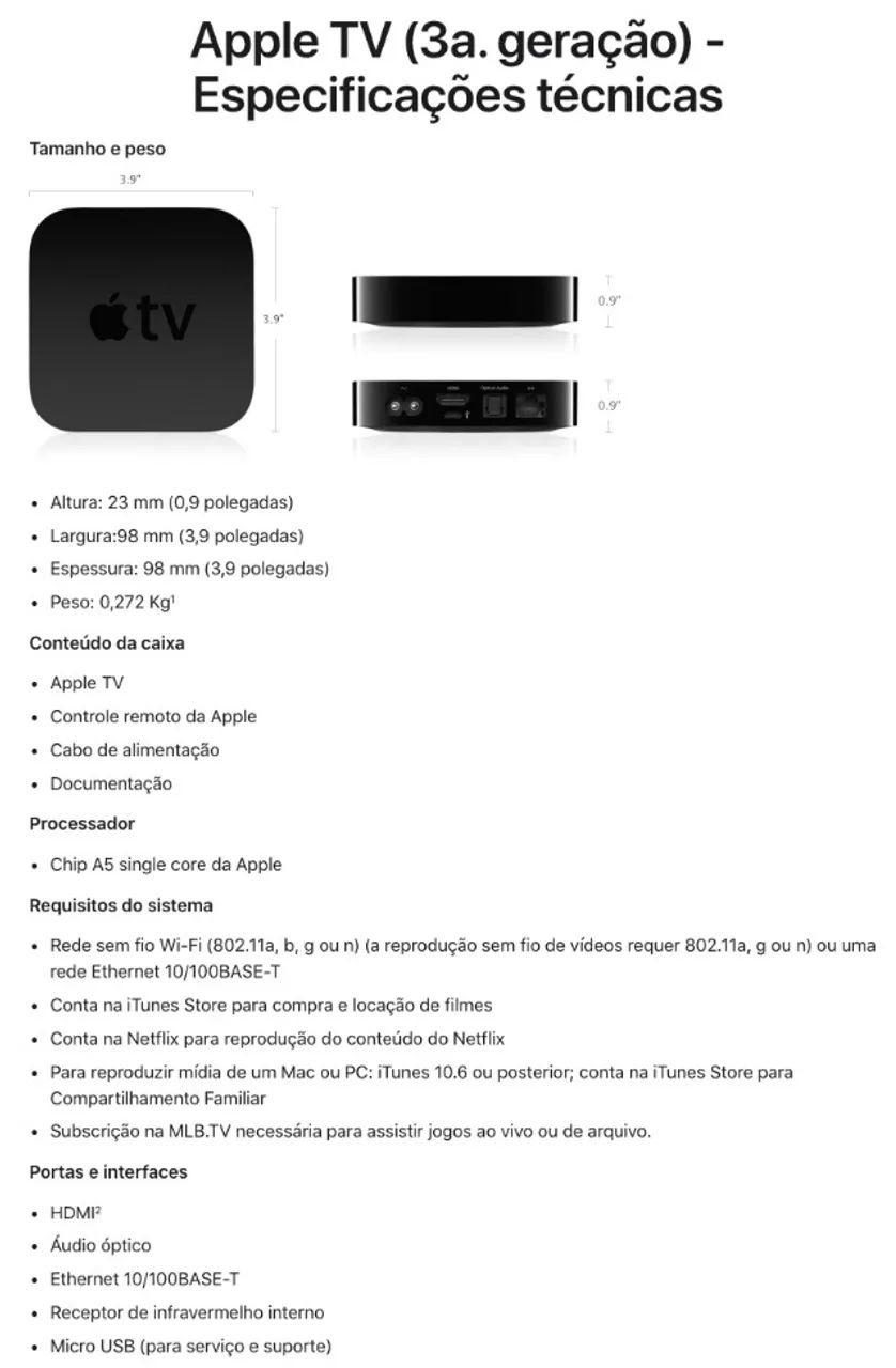 Apple TV 3ª geração Modelo A1469 - Foto 3