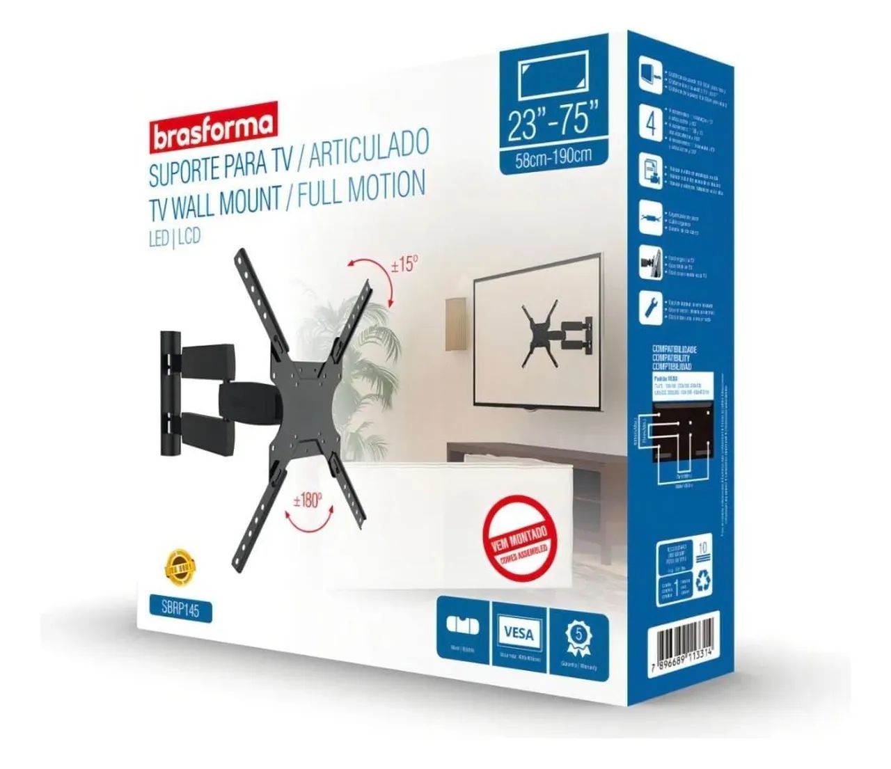 Suporte articulado tv ate 75 polegadas móvel flexivel 360 graus universal - Foto 2