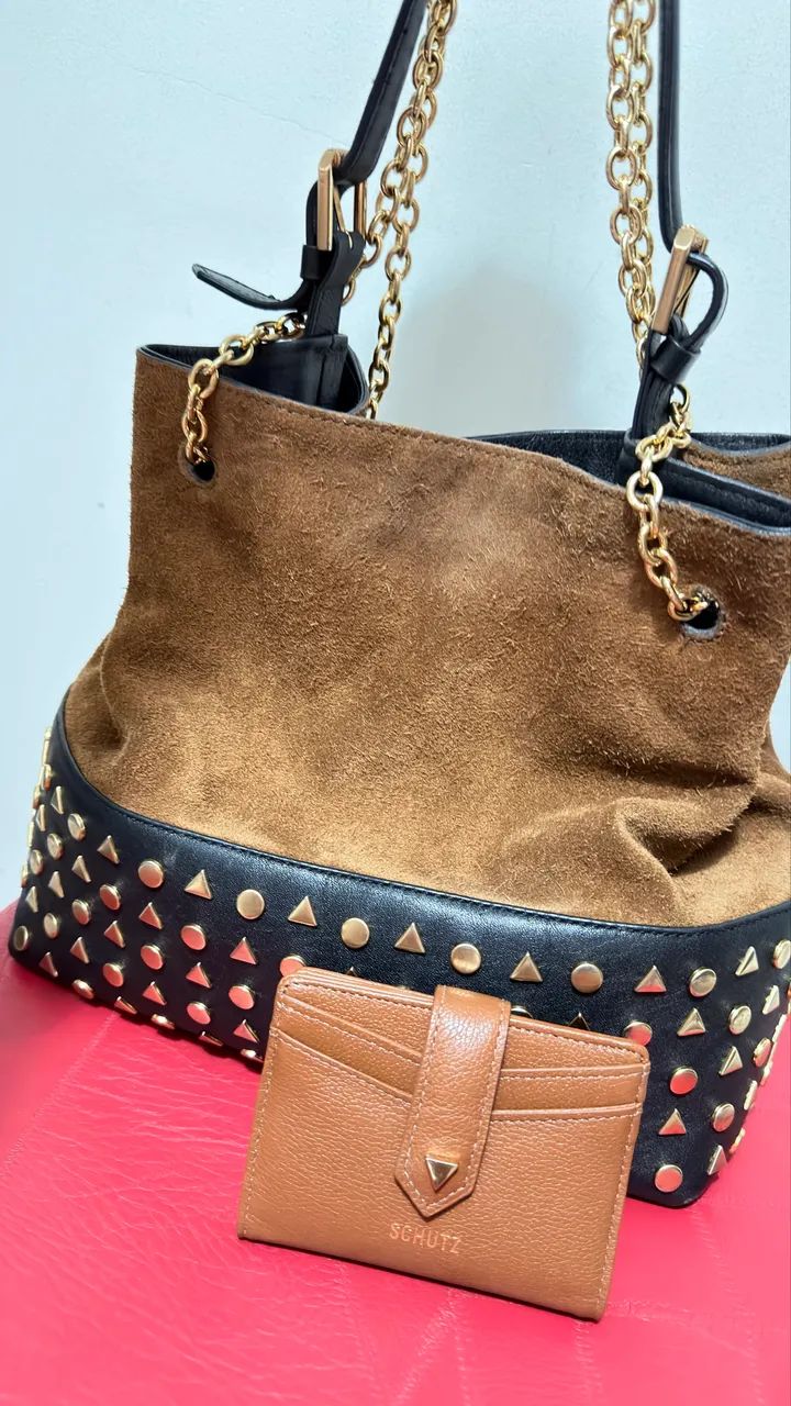 Bolsa Schutz Couro Camurça e Carteiras  - Foto 4