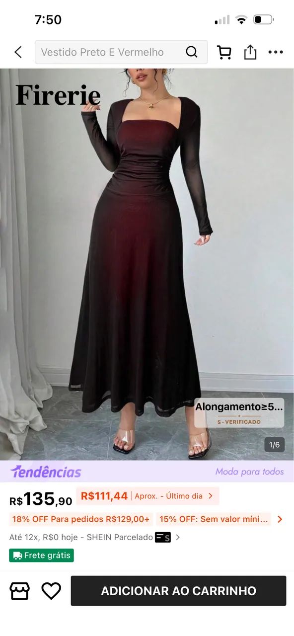 Vestido longo elegante manga comprida gala - Foto 4