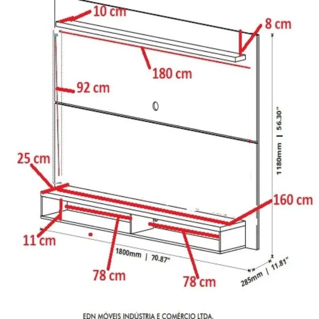 Painel Max para Tv Até 60 Polegadas Edn Móveis - Foto 4