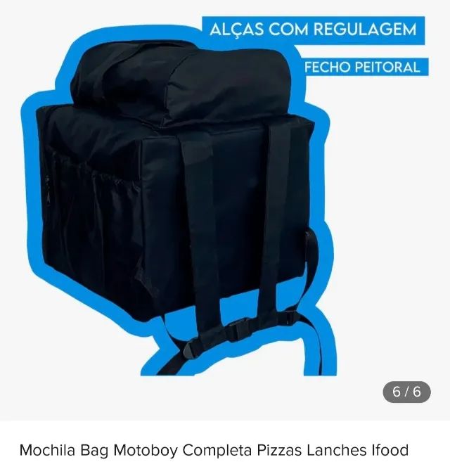 Bag de entregador laminada, reforçada e com ajuste peitoral (seminova) - Foto 3