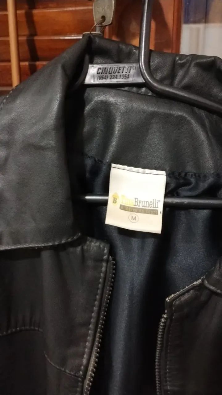 Casaco de couro legítimo preto - Tina Brunelli, tam. M - Foto 3