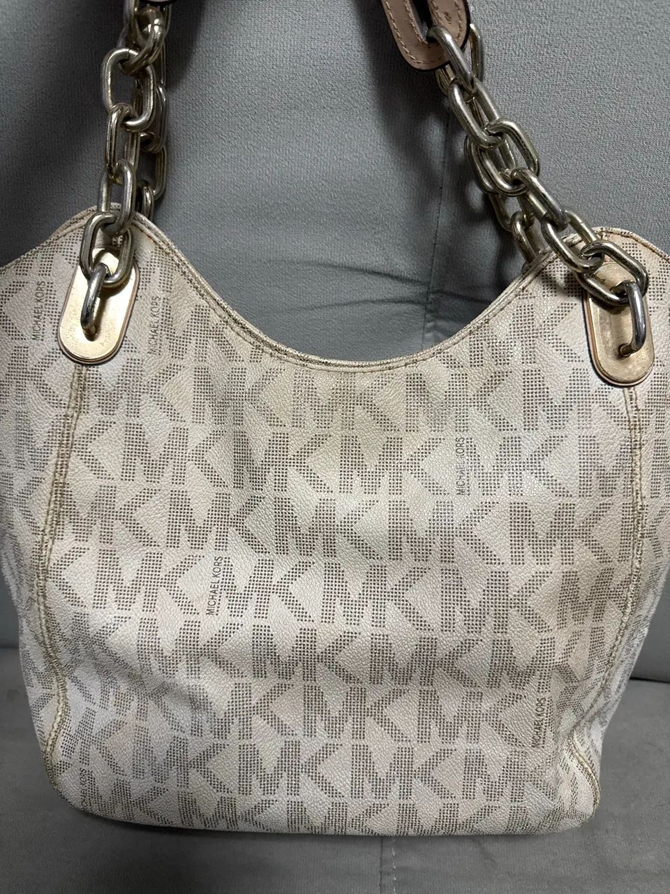 Bolsa Michael Kors Original Monograma Bege | Modelo Shoulder com Corrente