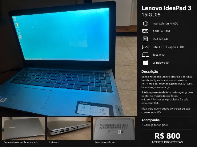 Lenovo IdeaPad 3 - 4GB RAM / SSD 128GB