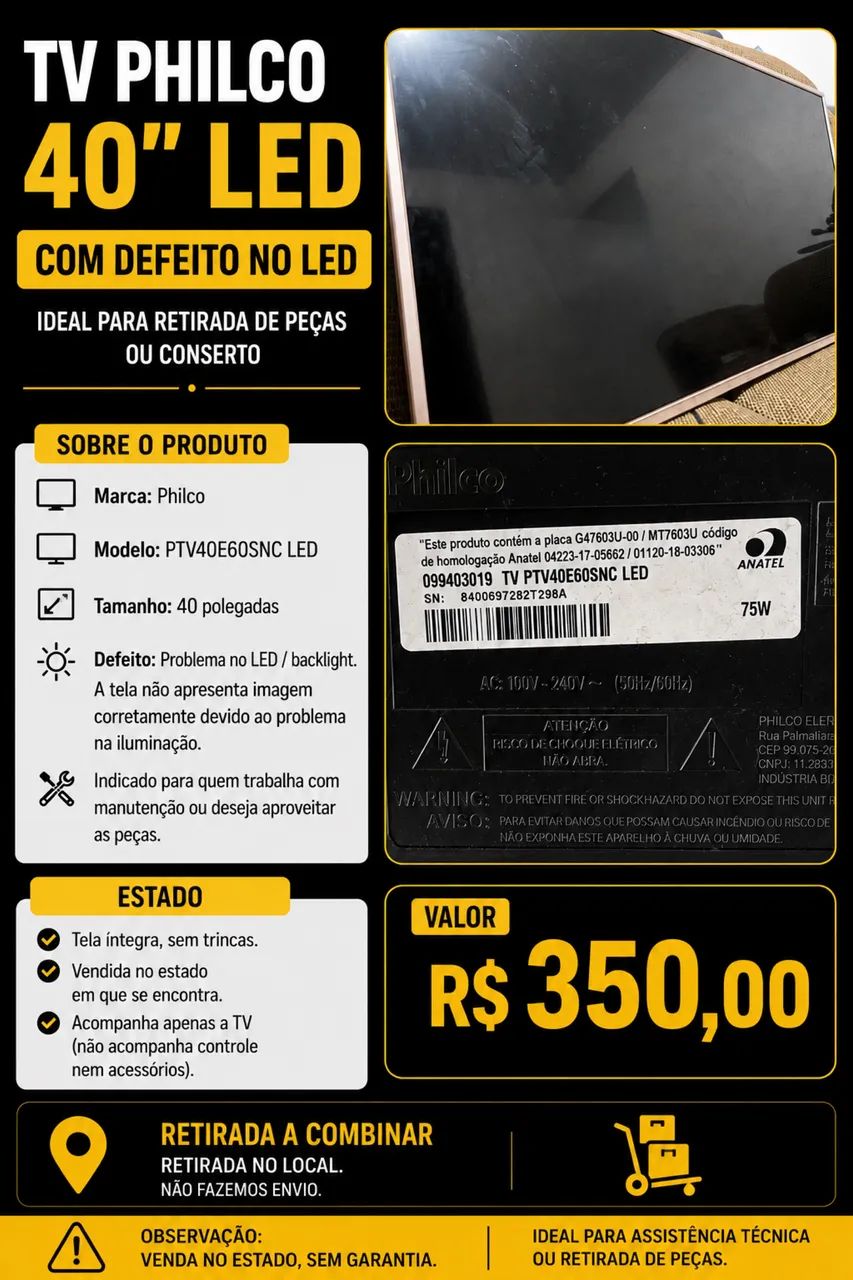 Tv com led estragado 