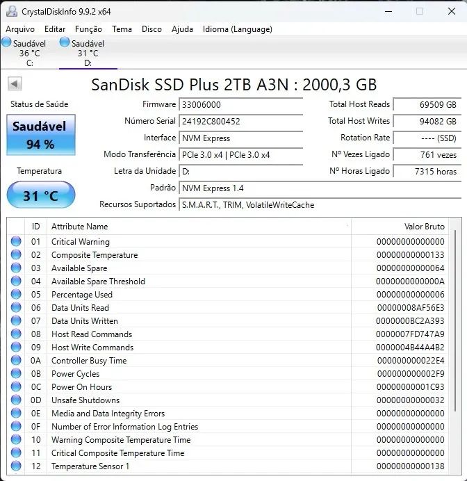 SSD NVME 2TB - 94%  - Foto 3