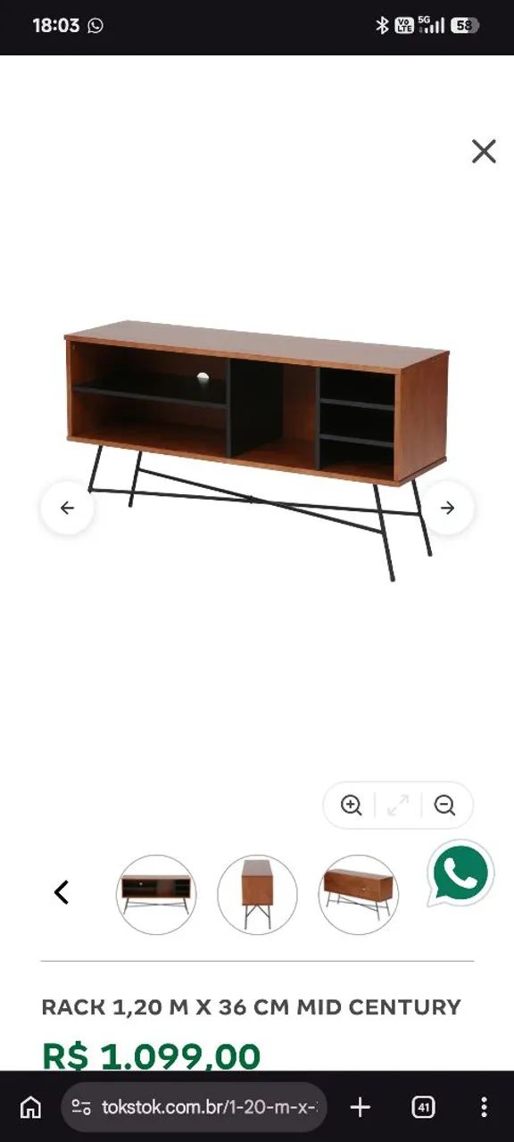 RACK 1,20 M X 36 CM MID CENTURY