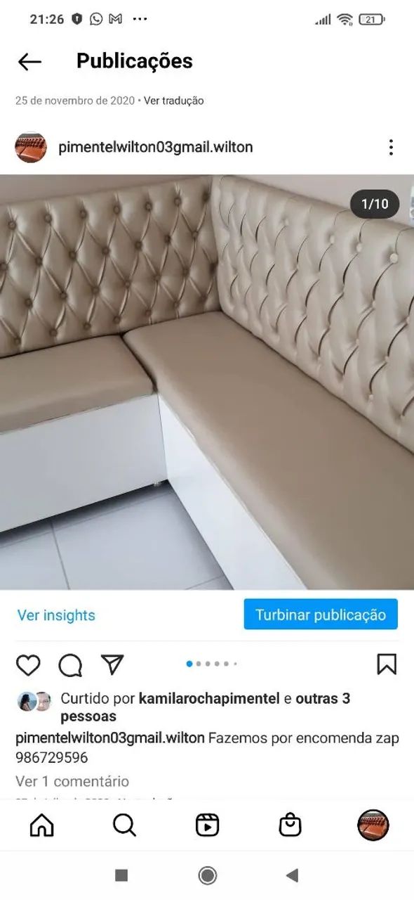Canto alemão capitonê sob medida 