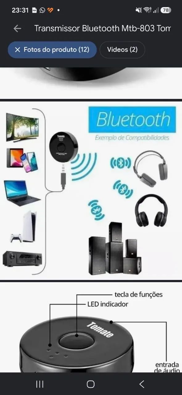 Transmissor Bluetooth modelo MTB 803 Tomate - Foto 3