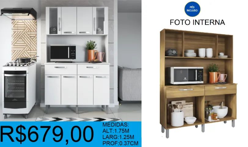 ARMARIO DE COZINHA - COMPACTO  - COMPRE HOJE   E RECEBA EM ATÉ 72  HORAS  - Foto 2