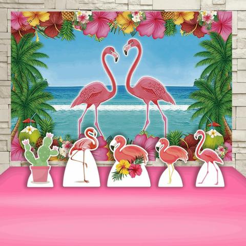 Flamingos - - Kit Festa Painel + Display de Mesa e Chão