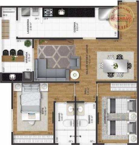 Apartamento com 2 dormitórios à venda, 72 m² por R$ 362.373 - Cidade Ocian - Praia Grande/ - Foto 6