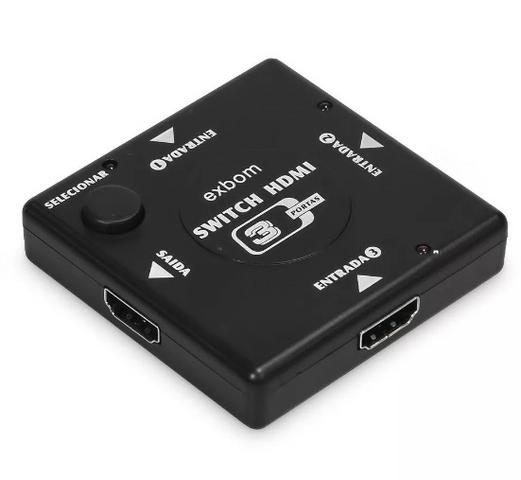 (NOVO) Adaptador Switch 3x1 Divisor 3 Portas Hdmi Tv Not Ps3 Xbox