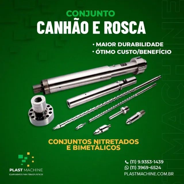 Conjunto canhão e rosca para máquinas injetoras (Nitretado e Bimetálico)