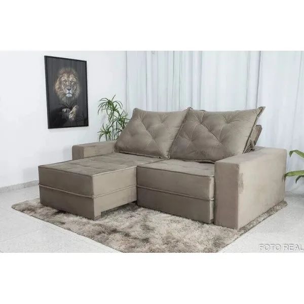 Sofá Retrátil Reclinável Clara 2.50m D33 e Molas Ensacadas rf754