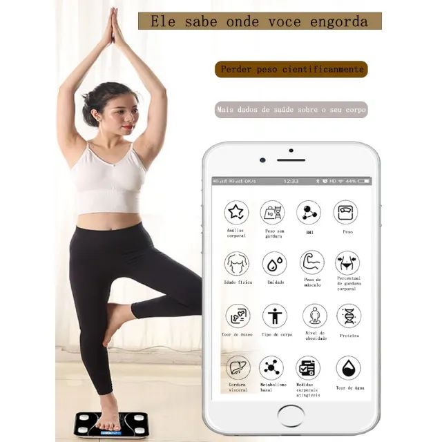  Balança Digital Bioimpedância Corporal 180kg App Celular  - Foto 2