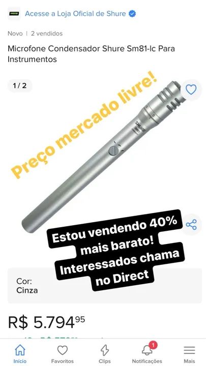 Microfone Shure SM81 - Foto 2