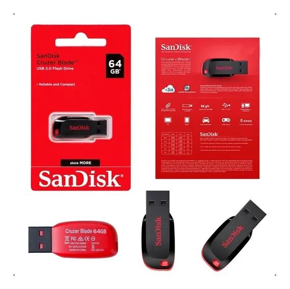 Pen Drive SanDisk Cruzer Blade USB 2.0 64GB