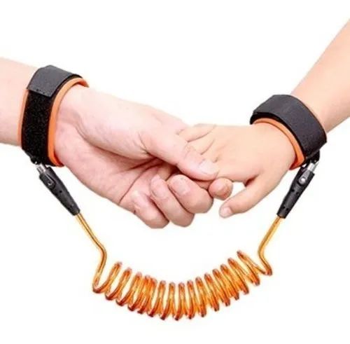 pulseira para segurança infantil - cordão guia de pulso bebê- laranja