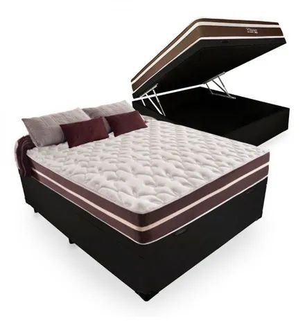 Cama Box baú casal blindada + colchão Molas ensacadas 62 cm