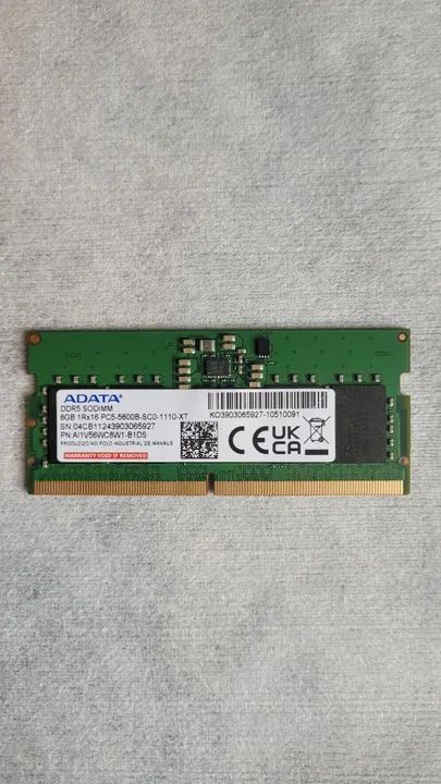 Memória RAM para Notebook Adata, 8GB, DDR5-SODIMM, 5600MHz