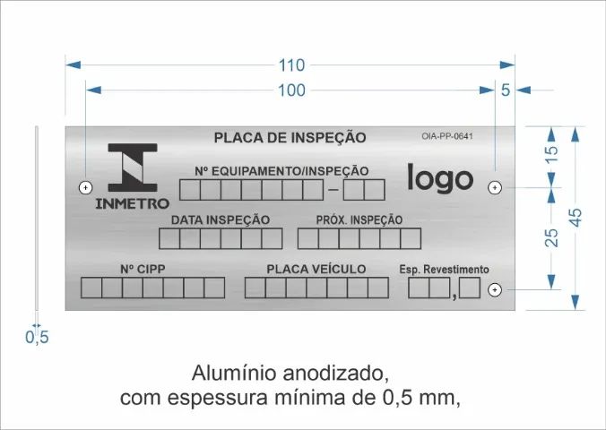Placa de Inspeção Inmetro (500 unidades)