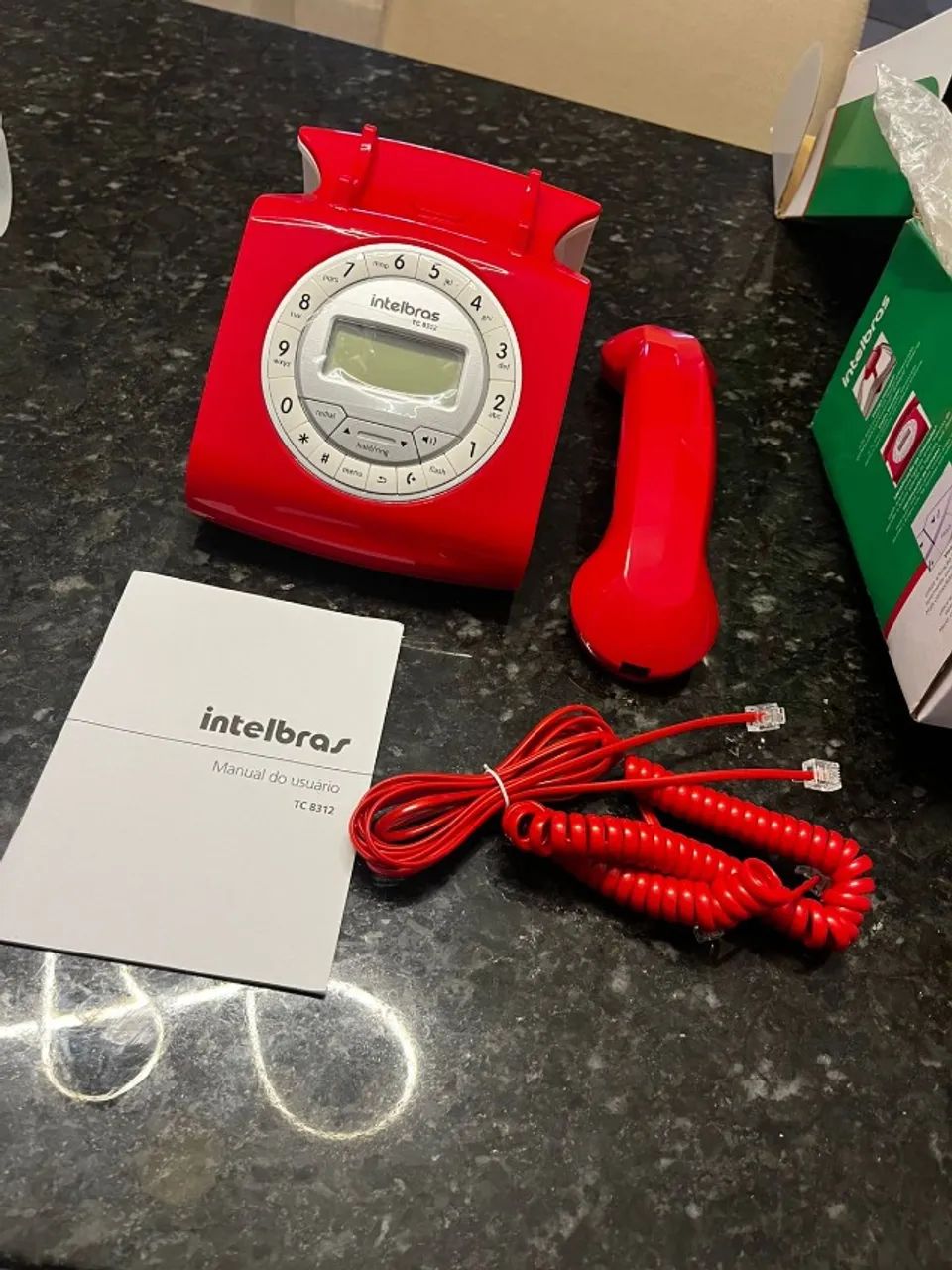 Telefone fixo intelbras vintage retrô vermelho (nunca usado) - Foto 3