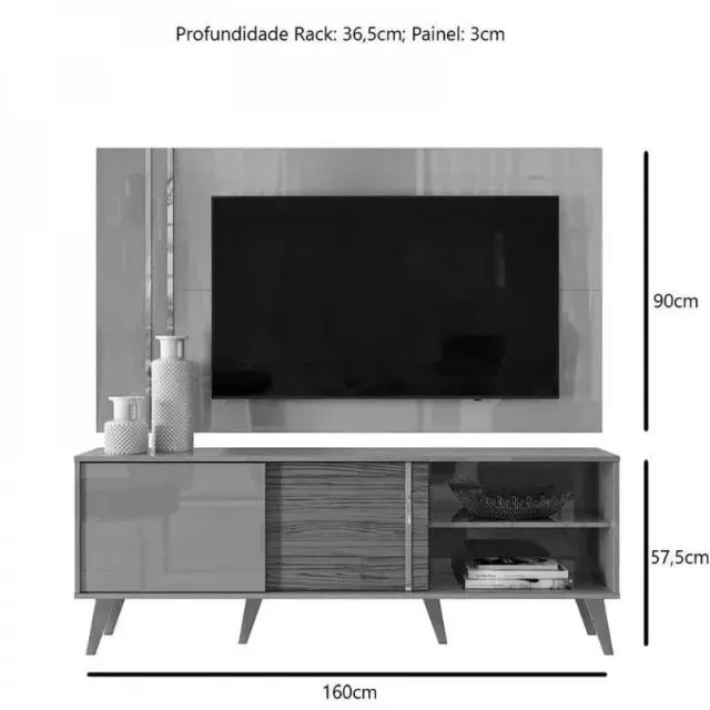Rack com Painel Cronos Calacata/Off White FRETE GRÁTIS - Foto 3