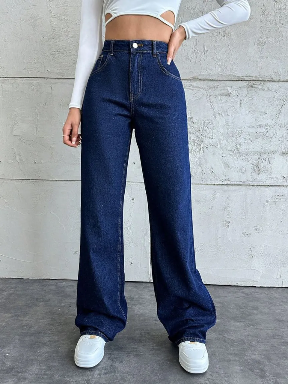 Calça casual azul escura