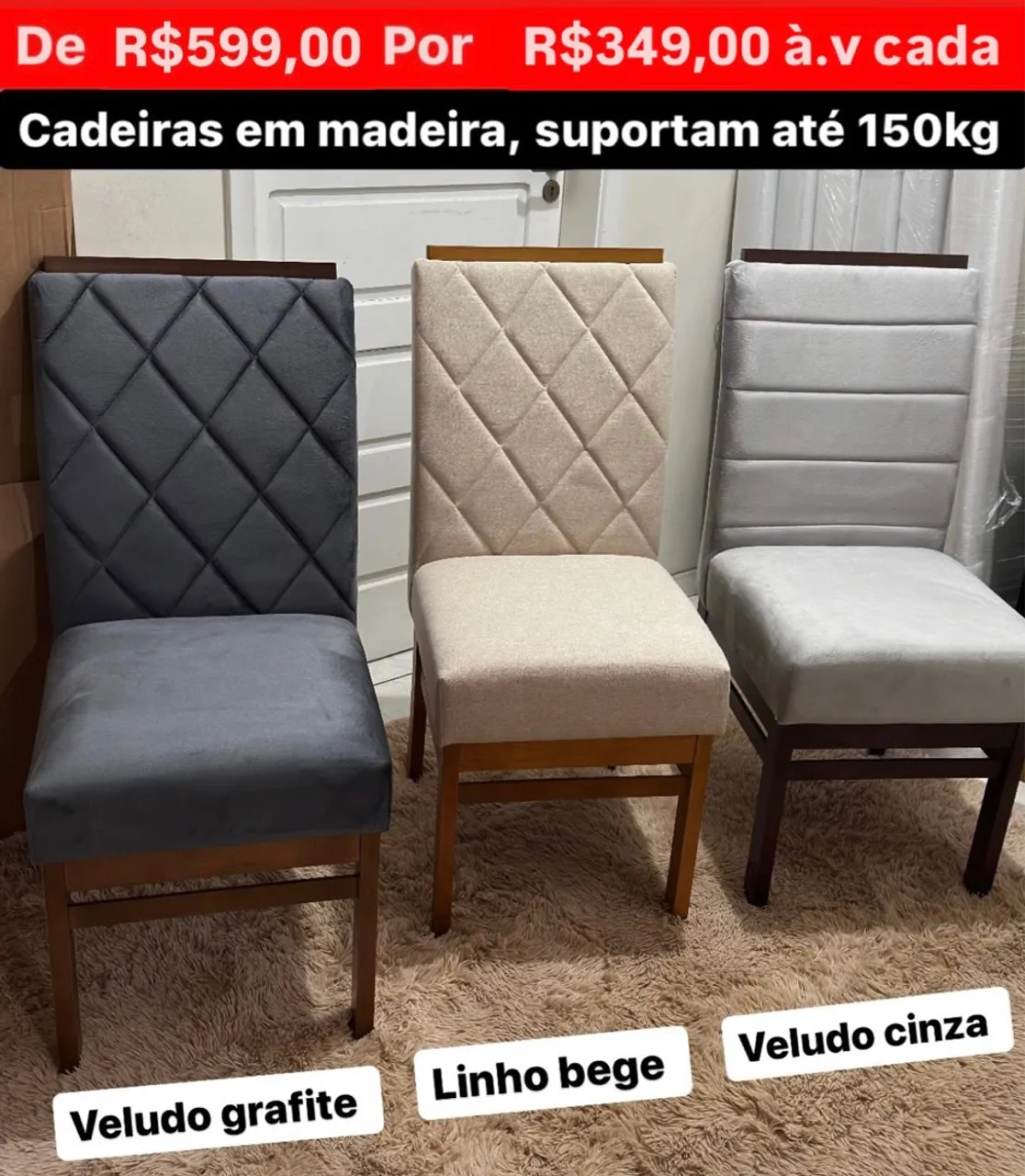 Cadeiras novas em madeira suportam até 150kg a pronta entrega