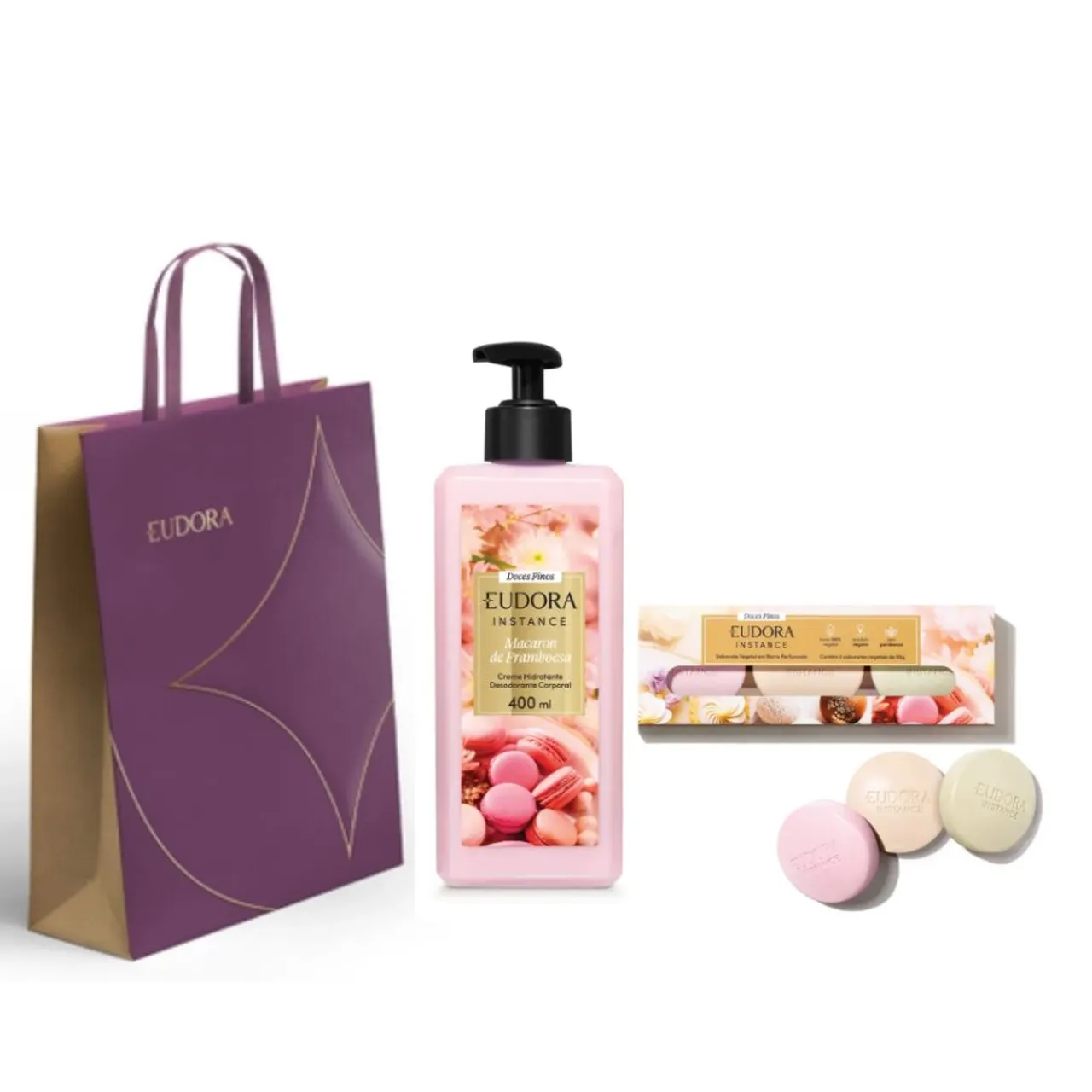 Kit Presente Eudora Instance : Hidratante Macaron de Framboesa e Sabonete