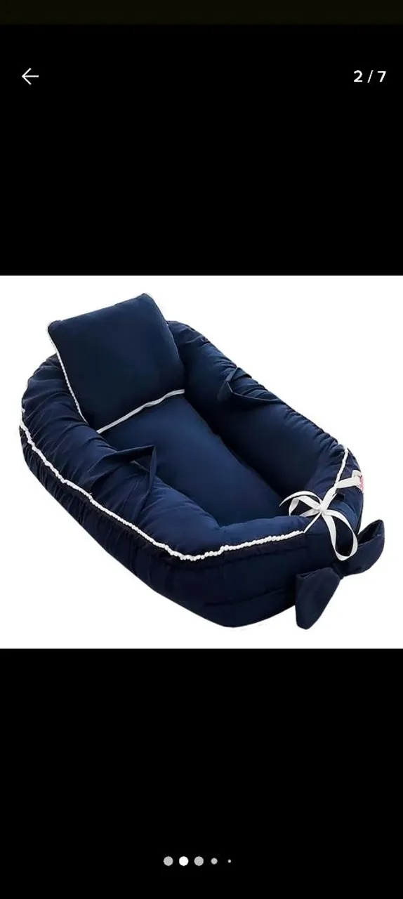 Kit Ninho redutor de berço, edredon e porta bebê azul marinho