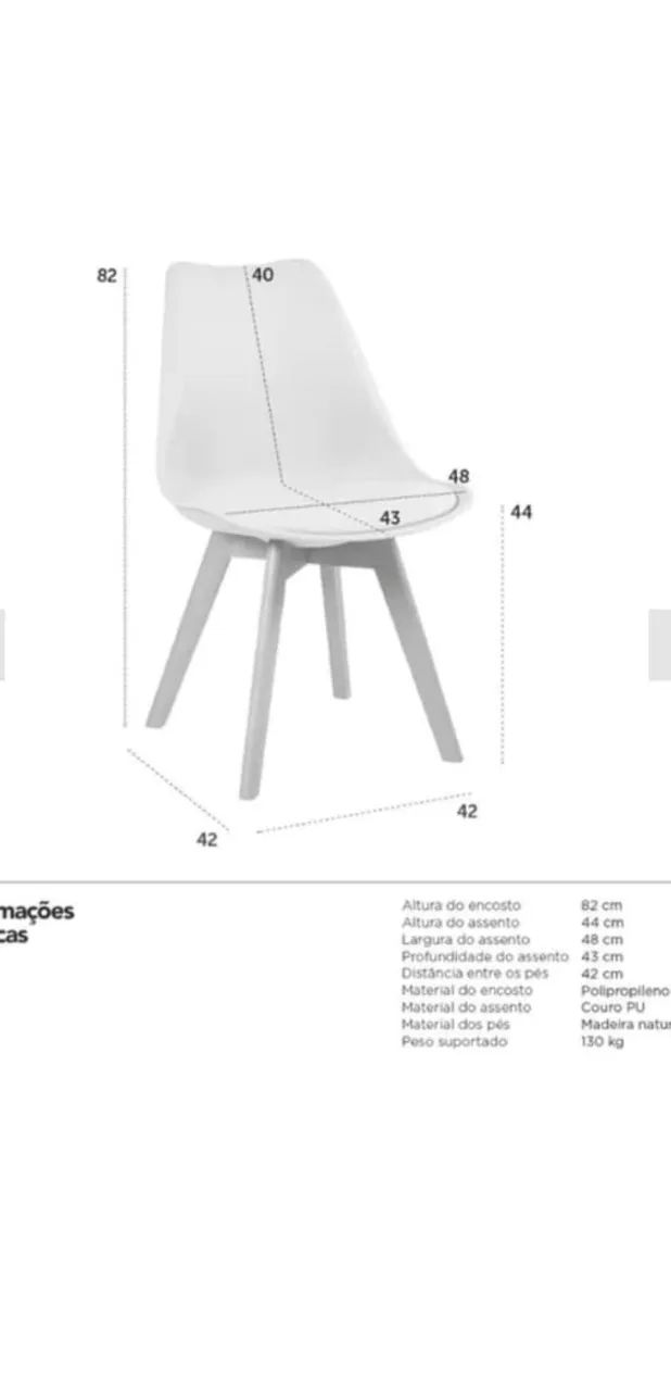 Cadeira Eames com Assento Estofado e Pés de Madeira - Foto 5