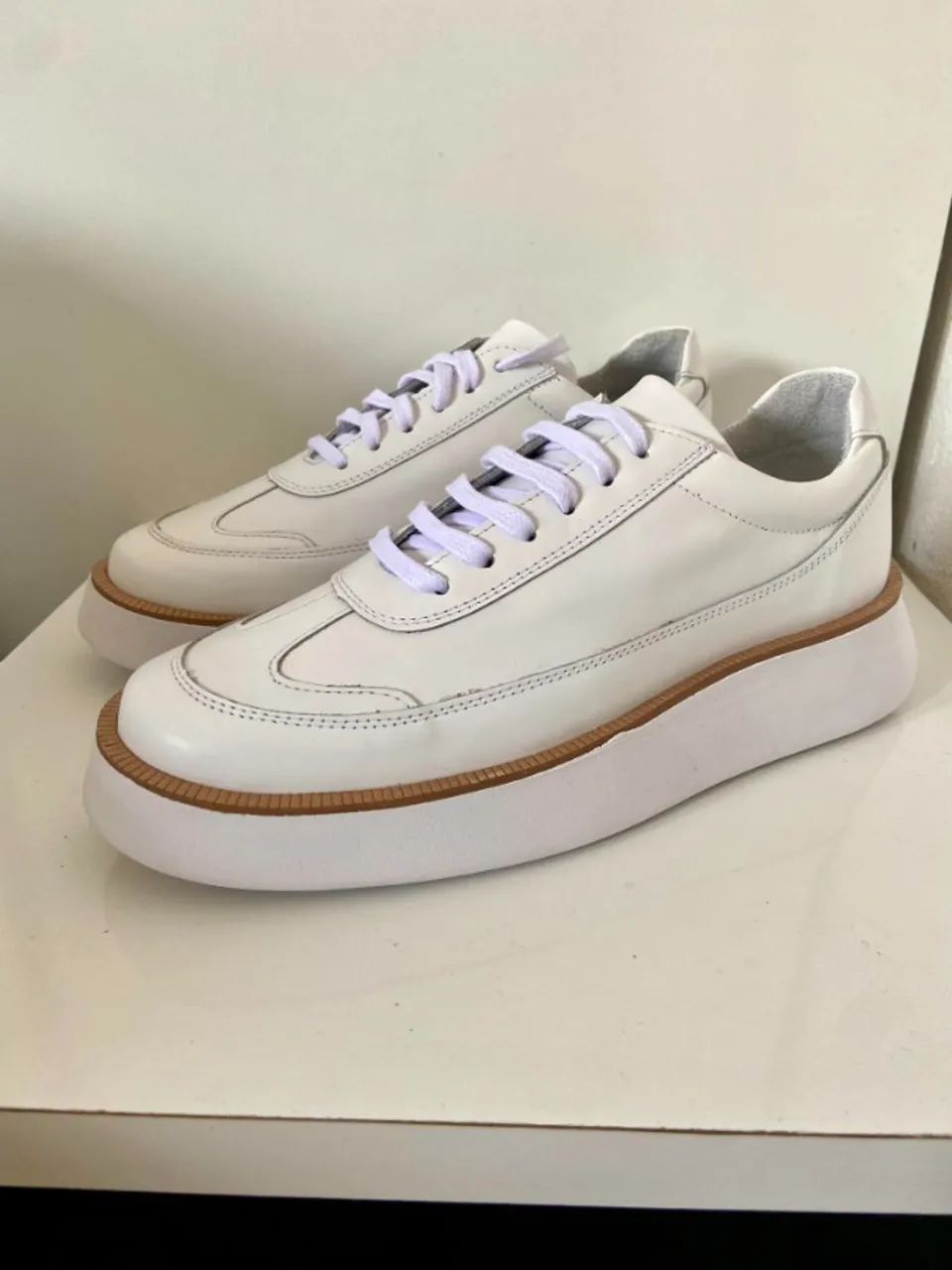 Sapatênis em Couro, N38 Branco, masculino - Foto 6