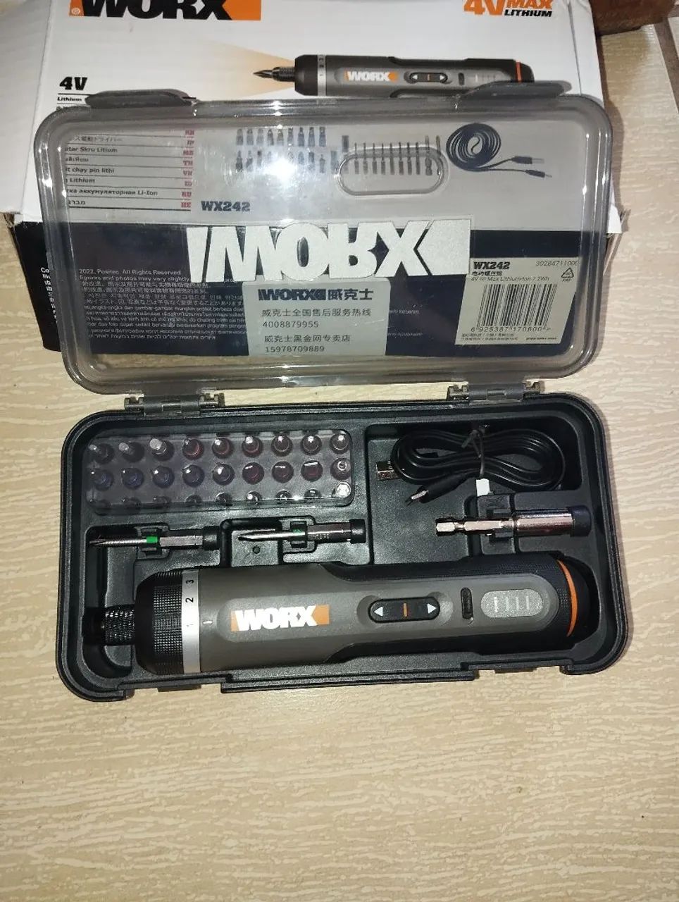 Parafusadeira Elétrica Worx com Kit de Bits nova nunca usada  - Foto 4