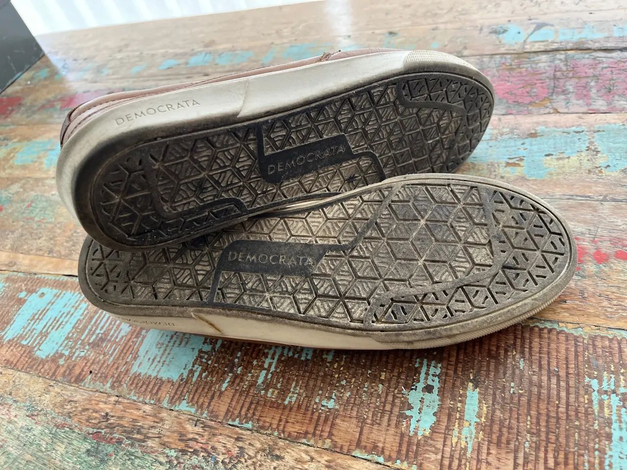 Sapatos de Couro Marrom Democrata n 42 - Foto 4