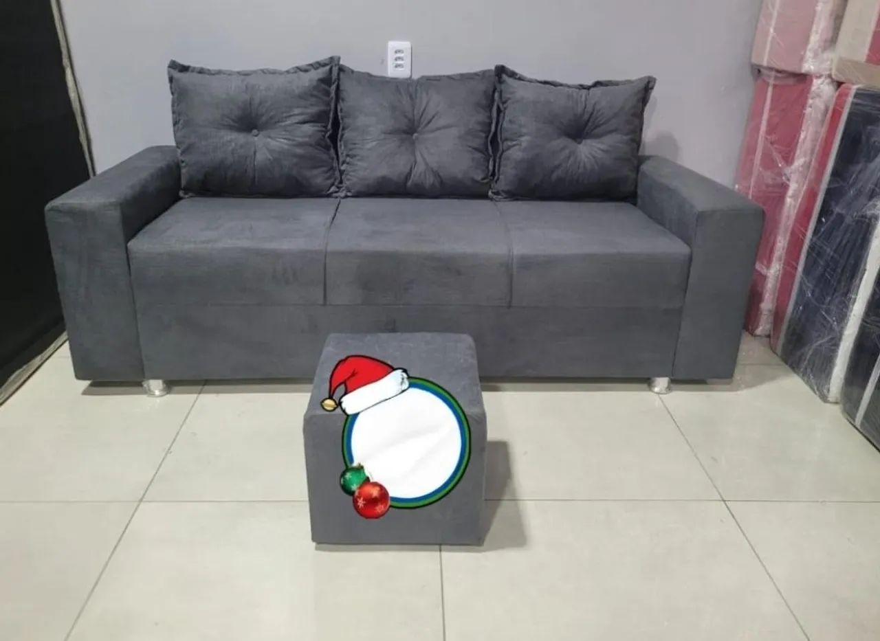 Promoção Sofá 3 lugares com almofadas 