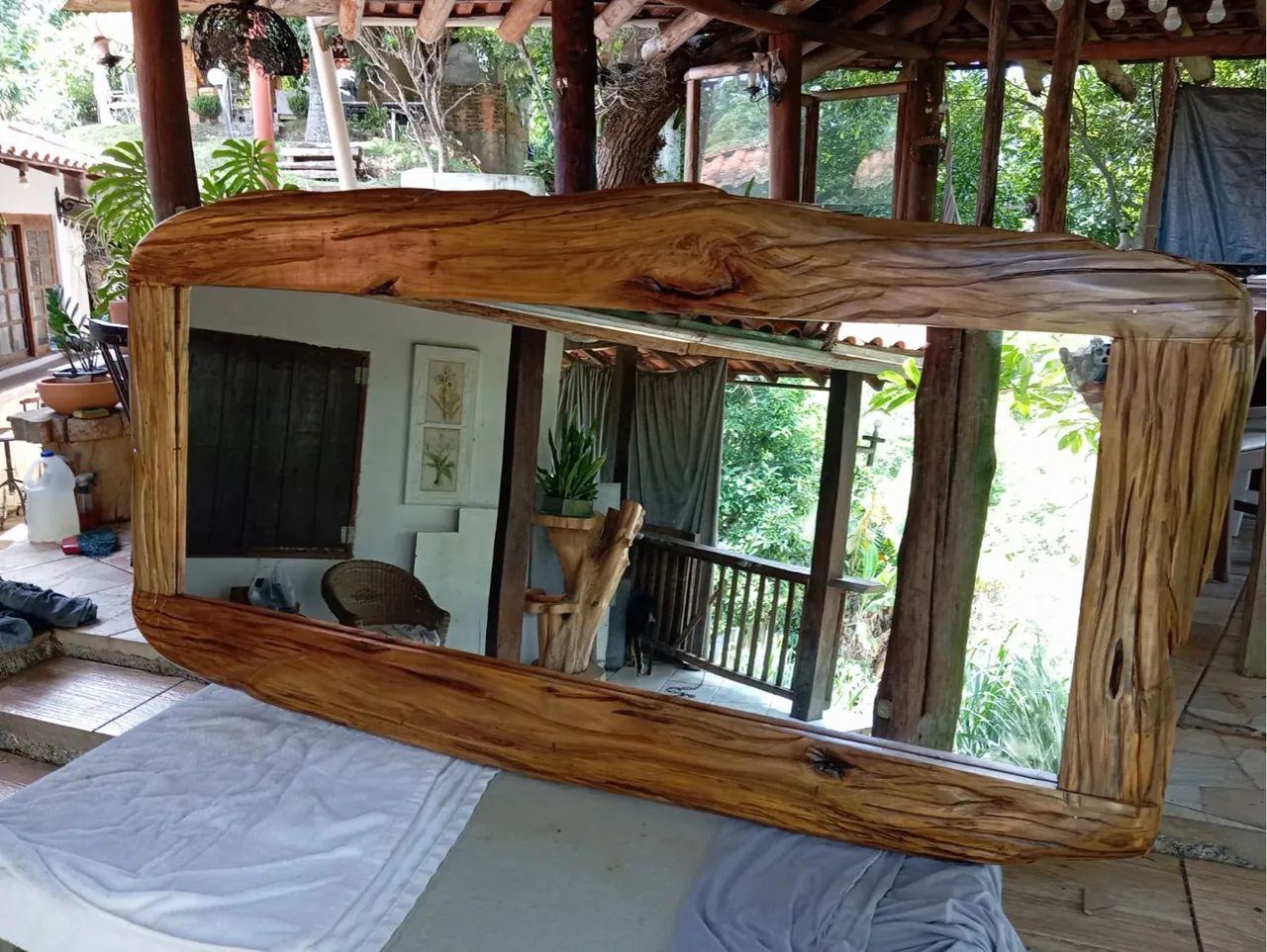 Espelho rústico de madeira jacarandá - Foto 4