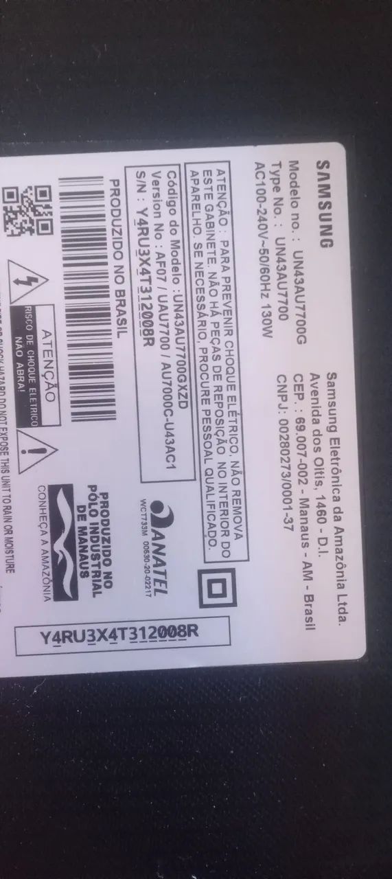 Tv 43 usada com defeito Samsung 